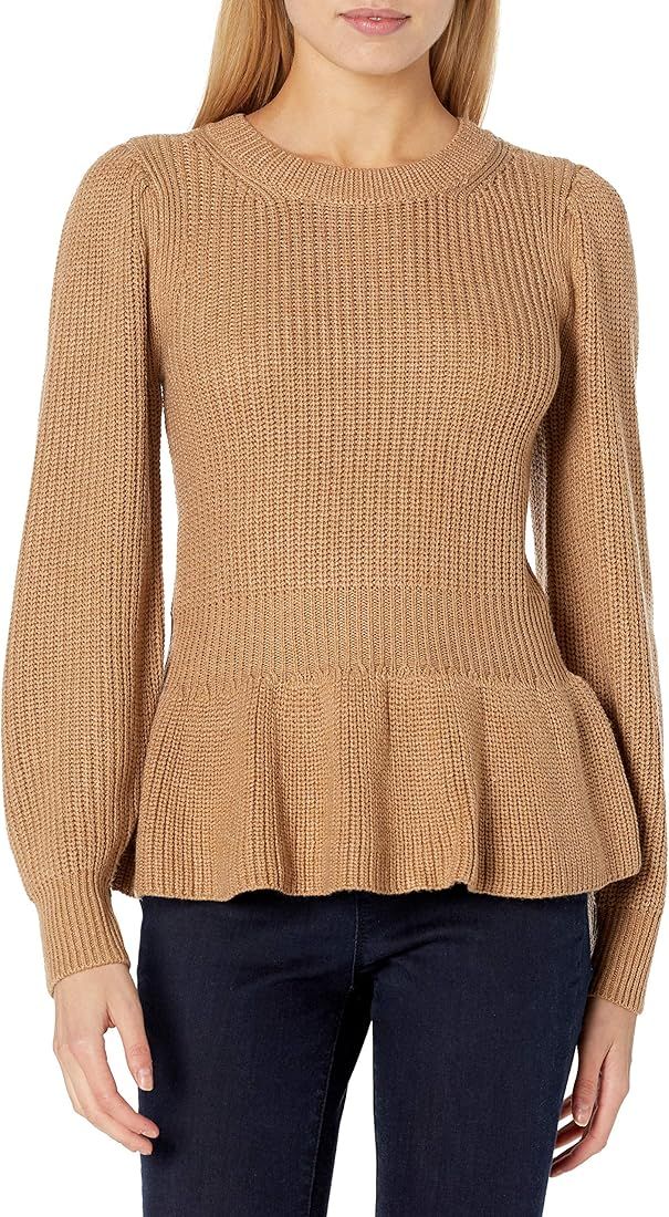 Goodthreads Women's Everyday Soft Blend Long-Sleeve Crewneck Peplum Sweater | Amazon (US)