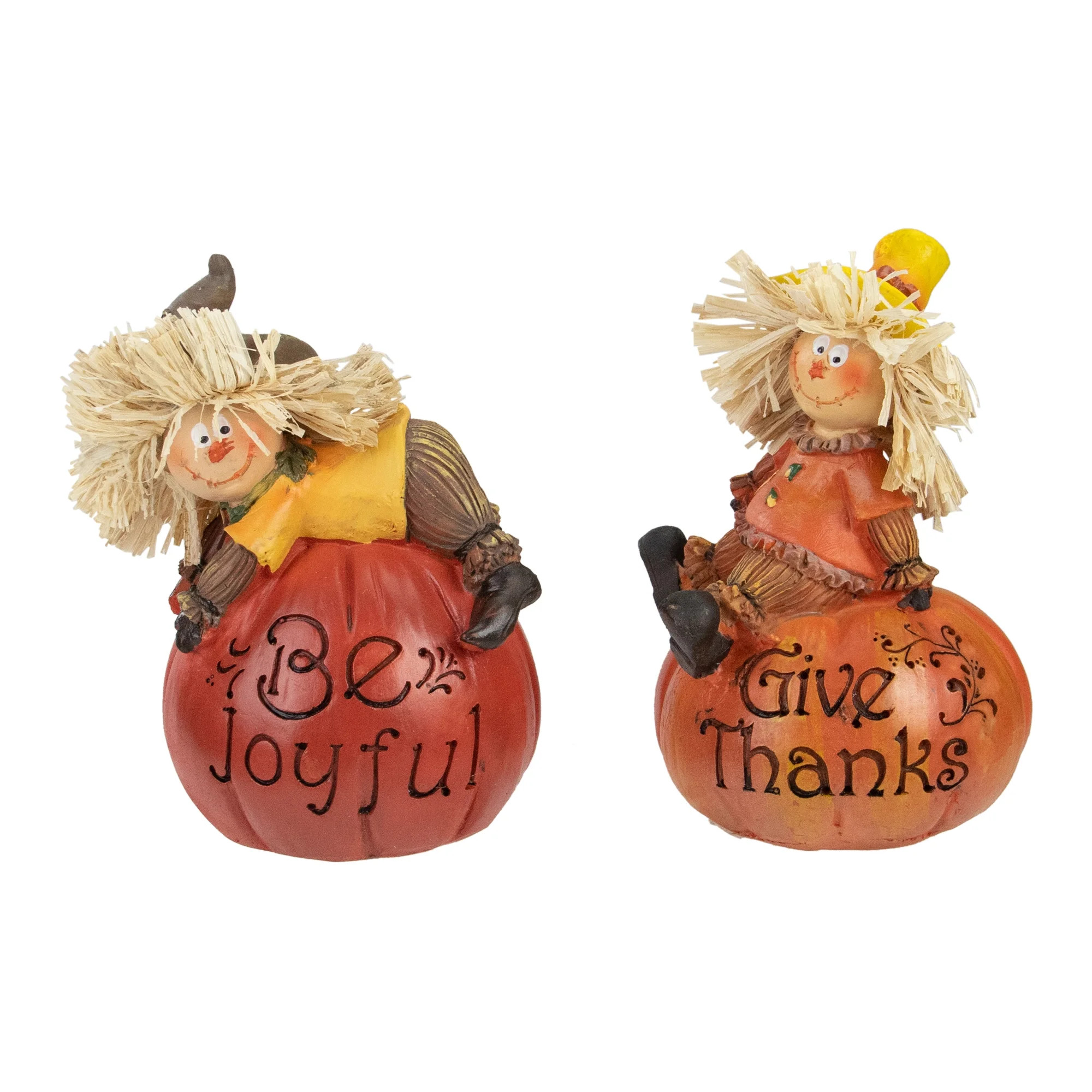 Set of 2 Scarecrow on a Pumpkin Thanksgiving Table Figures | Walmart (US)