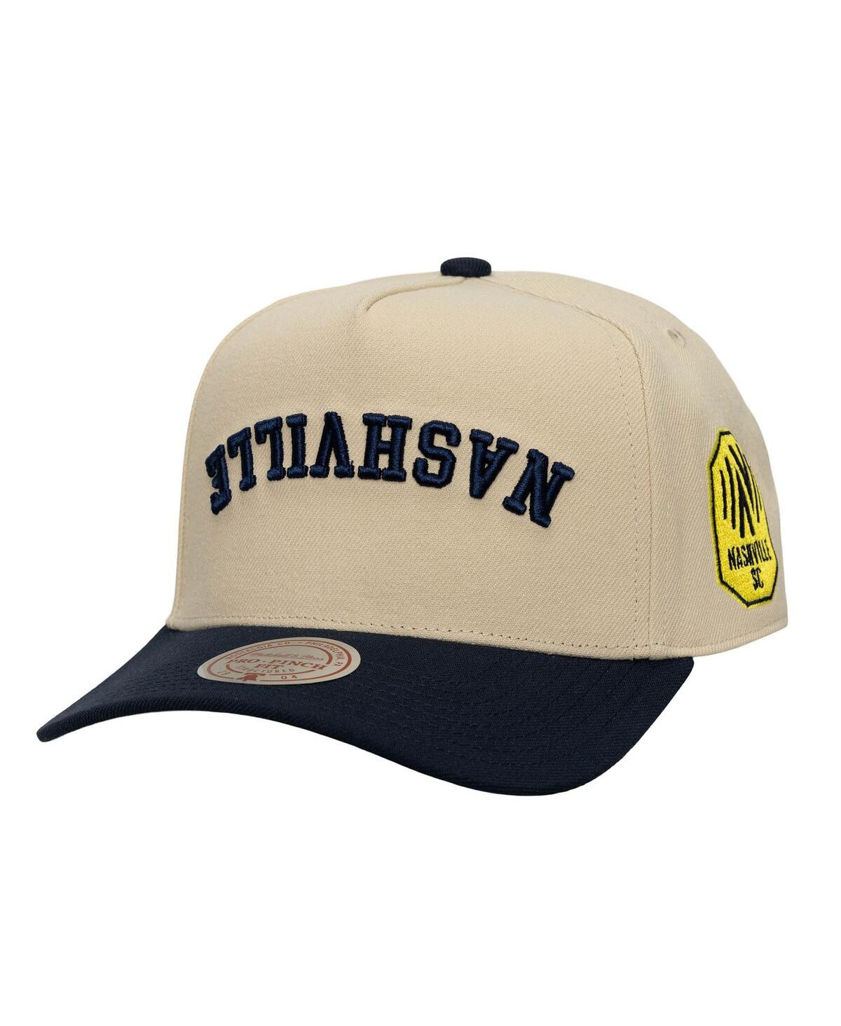 Mitchell & Ness Men's Cream/Navy Nashville Sc Upside Down Pro Pinch Snapback Hat - Cream, Navy | Macy's