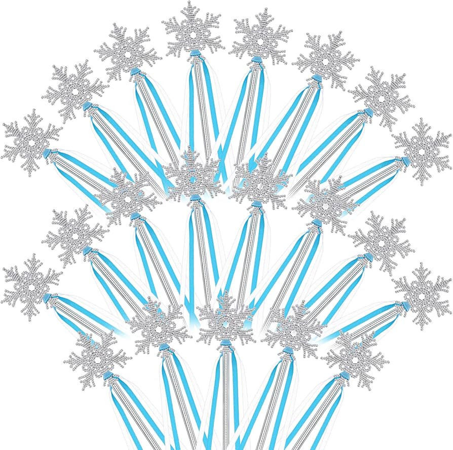 Civaner 21 Pieces Winter snowflake magic wands Princess Wand Silver Magic Ice Princess Snowflake ... | Amazon (US)