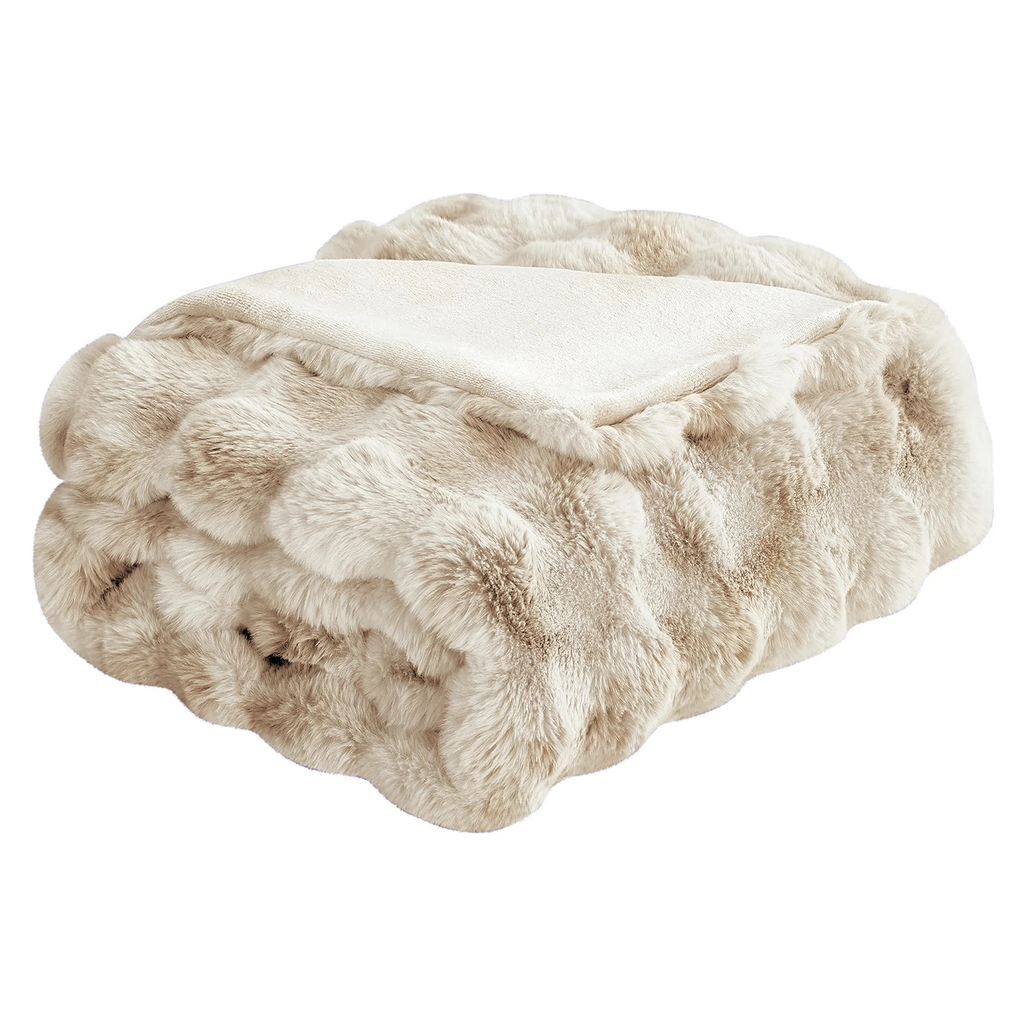 Haalan Cozy Faux Rabbit Fur Soft Reversible Throw Blanket | Wayfair North America