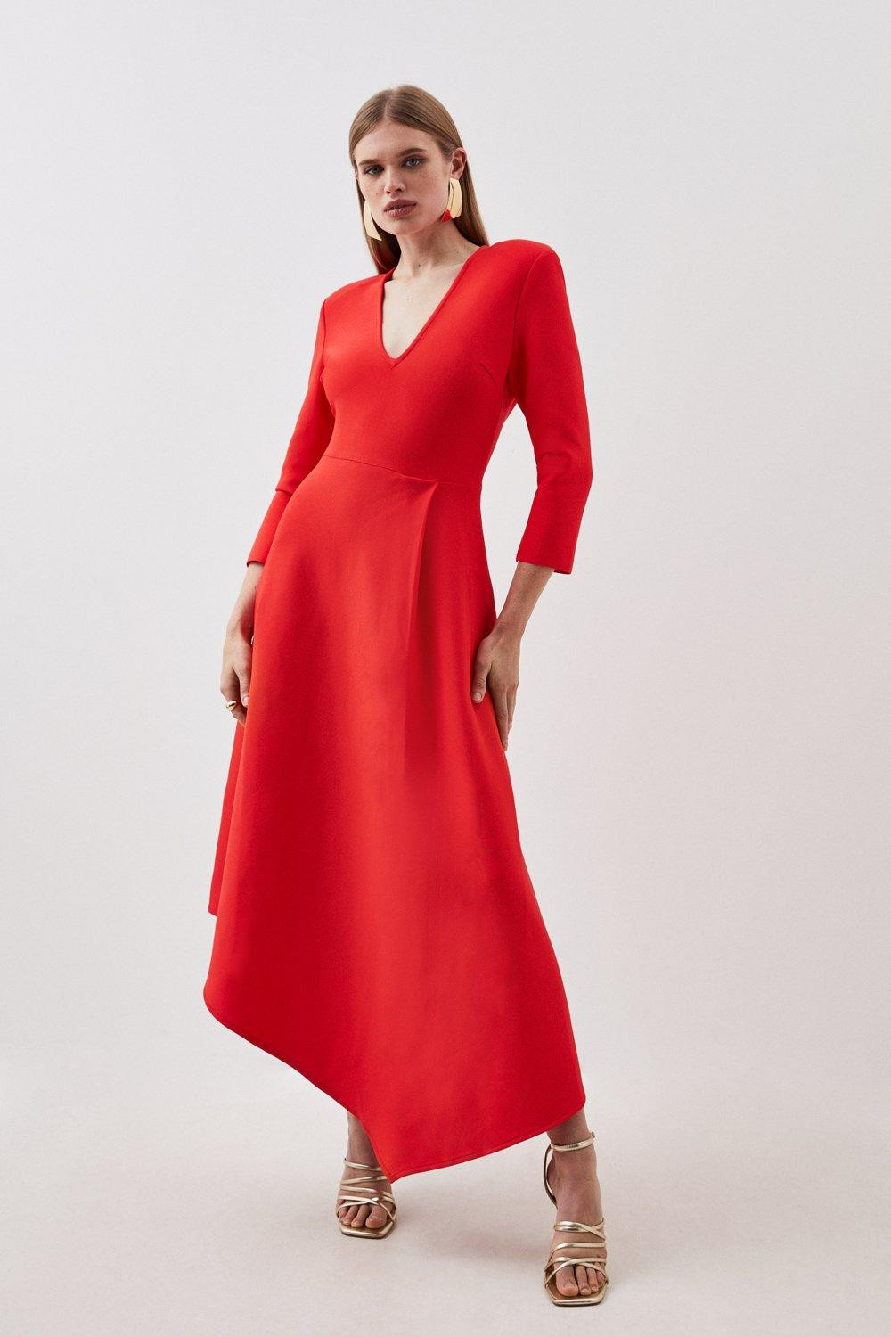 Bandage Figure Form Knit Belted Asymmetric Midaxi Dress | Karen Millen UK + IE + DE + NL