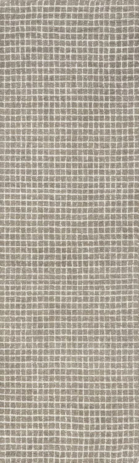 Grey Melrose Checked 2' 6" x 8' Area Rug | Rugs USA