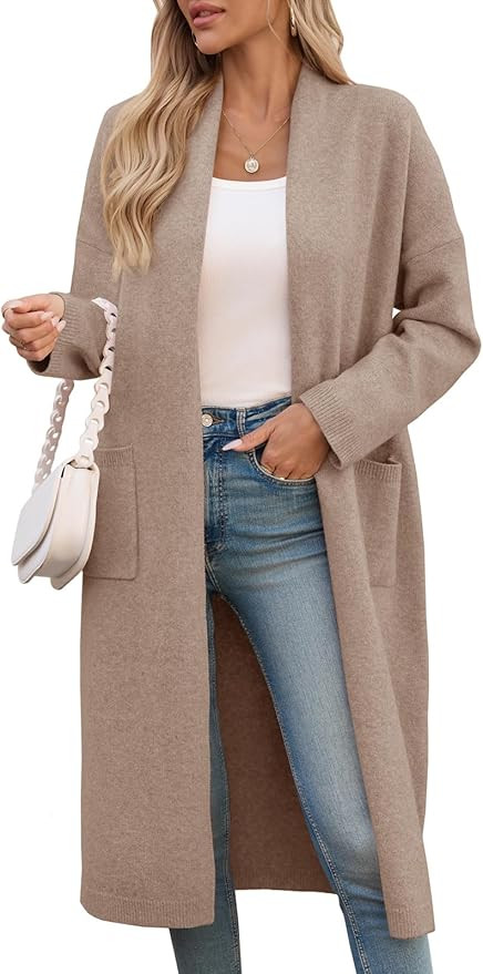 Saodimallsu Womens Long Cardigan Sweaters Chunky Knit Open Front Long Sleeve Casual Duster Coat J... | Amazon (US)