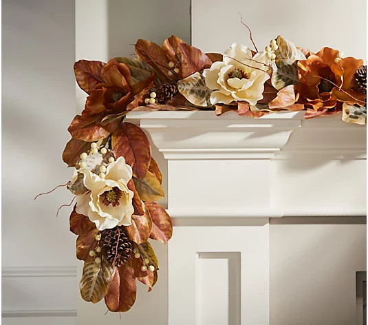 4' Harvest Magnolia and Berry Garland by Valerie | QVC