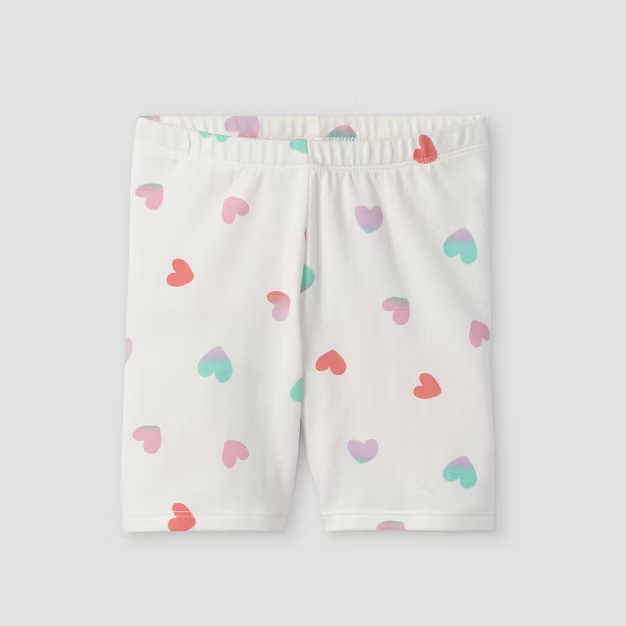 Toddler Girls' Tie-Dye Heart Bike Shorts - Cat & Jack™ Cream 3T | Target