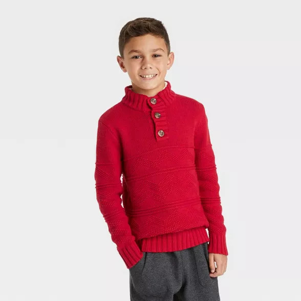Boys' Textured Mock Neck Sweater - Cat & Jack™ | Target