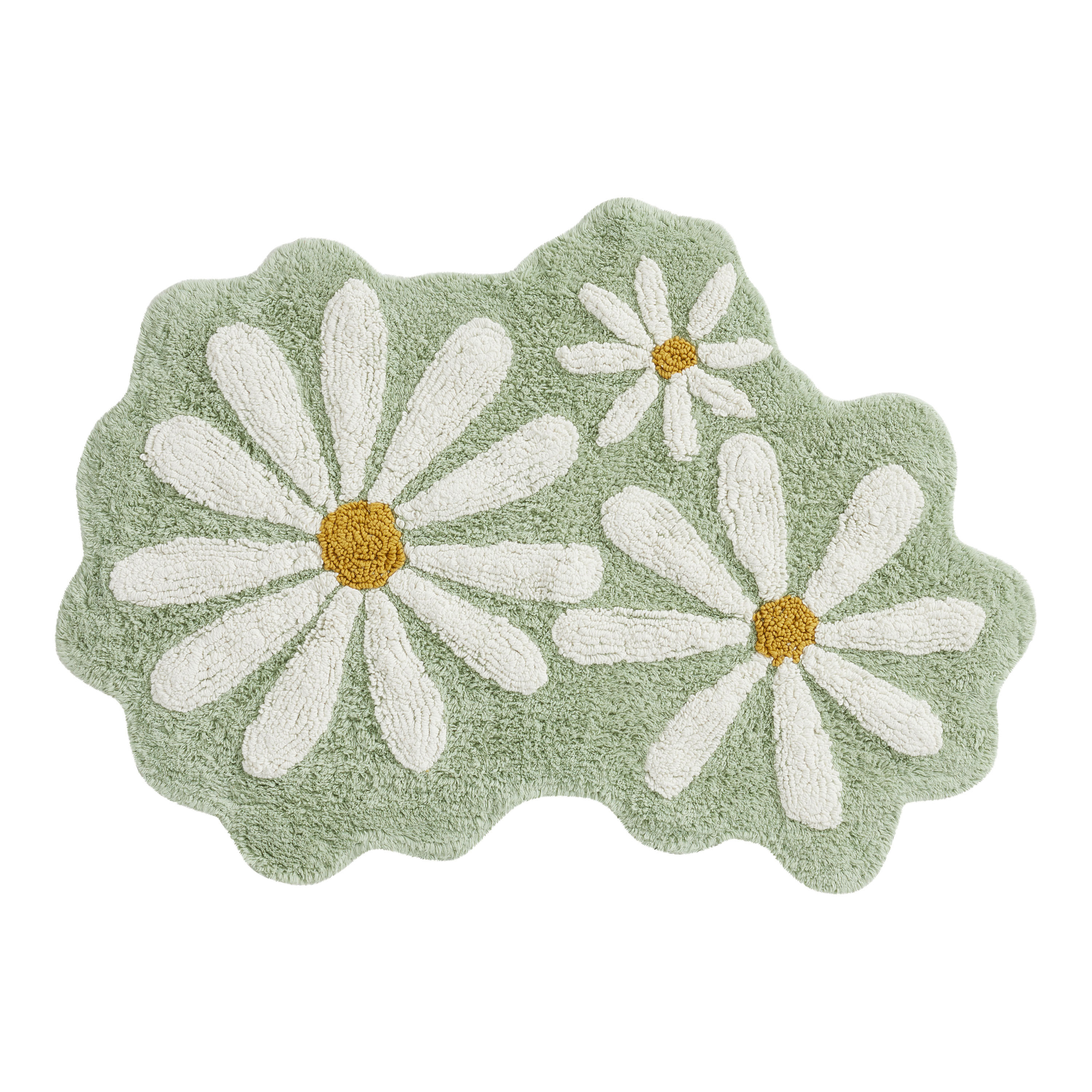 Light Sage Daisy Shaped Bath Mat | World Market