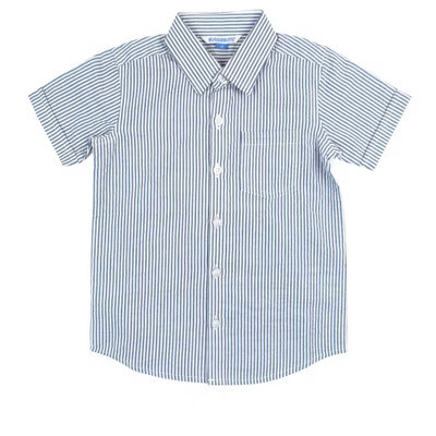RuffleButts Toddler Short Sleeve Button Down Shirt - Classic Blue Seersucker, 2T | Target