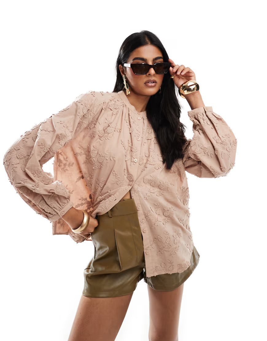 & Other Stories floral embroidered blouse in beige-Neutral | ASOS (Global)