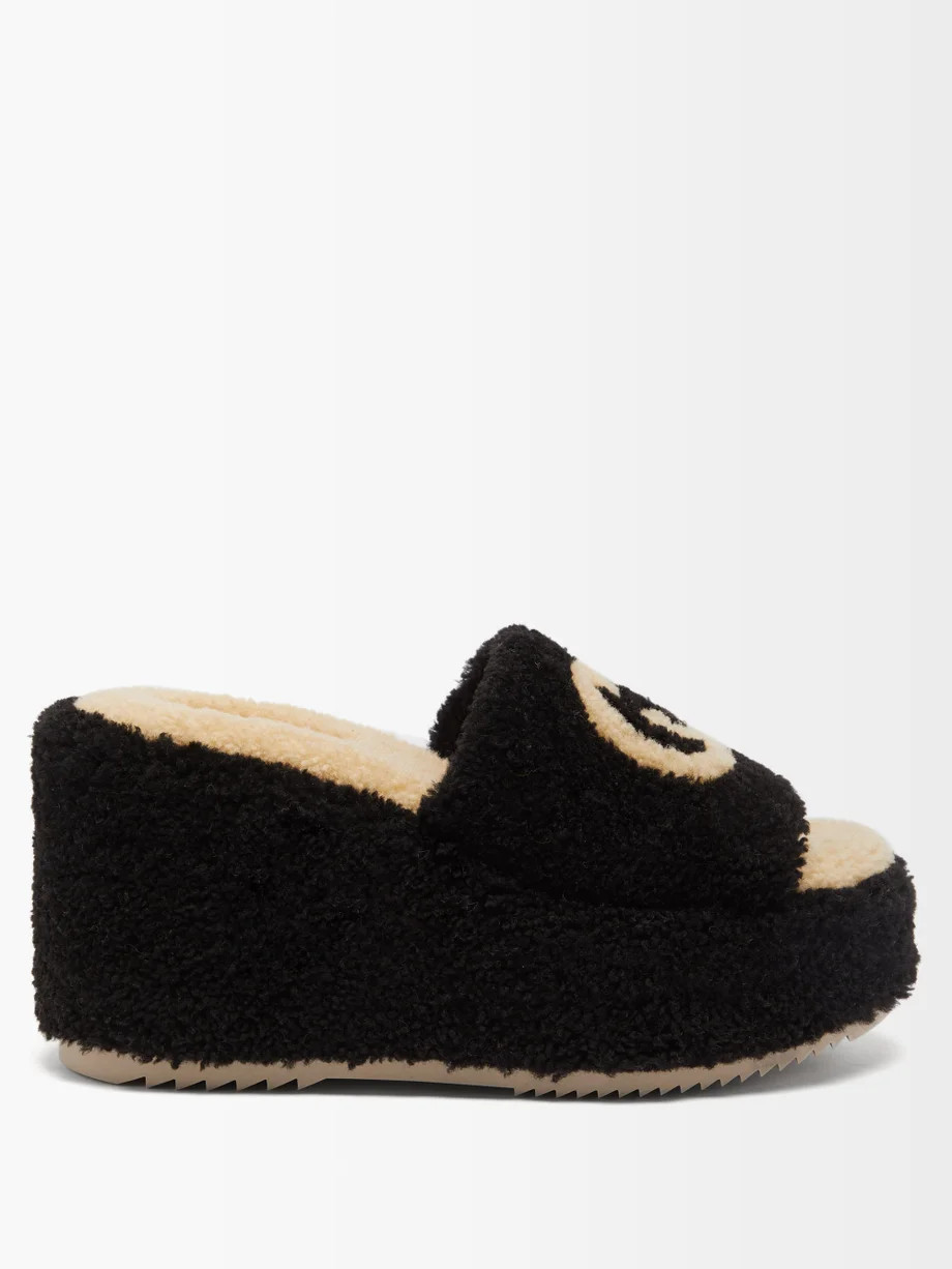 GG faux-shearling platform slides | Matches (UK)