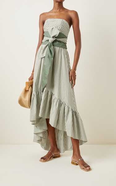 Caiman Belted Striped Cotton Strapless Maxi Dress | Moda Operandi (Global)