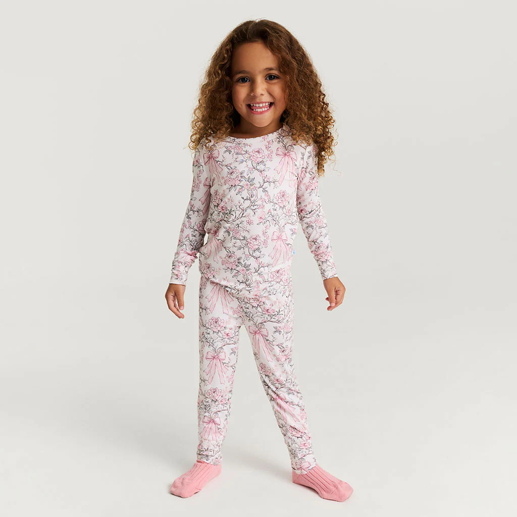 Floral Pink Long Sleeve Irene Classic Pajama Set | Posh Peanut® | Posh Peanut