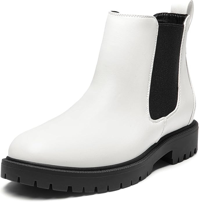 DREAM PAIRS Women's Low Heel Chelsea Ankle Boots Fashion Slip On Elastic Fall Booties Shoes | Amazon (US)