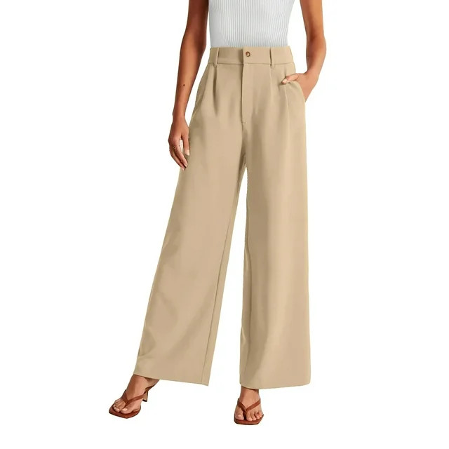 MOSHU High Waisted Work Pants for Women Casual Wide Leg Dress Pants Business Office Trousers with... | Walmart (US)
