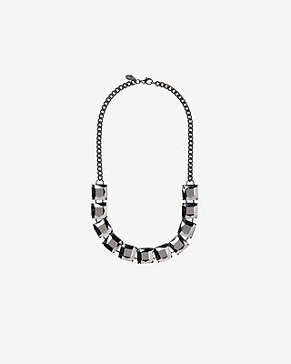 square stone station necklace | Express