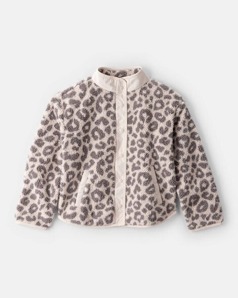 Girls Leopard Print Long-Sleeve Sherpa Jacket - Brown | Carter's Inc