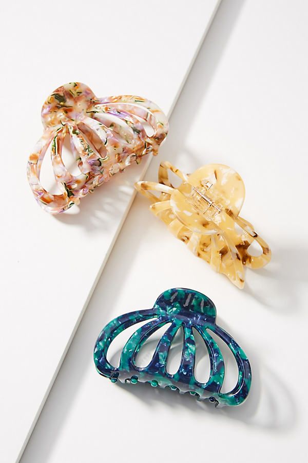 Aimee Claw Hair Clip Set By Anthropologie in Green | Anthropologie (US)