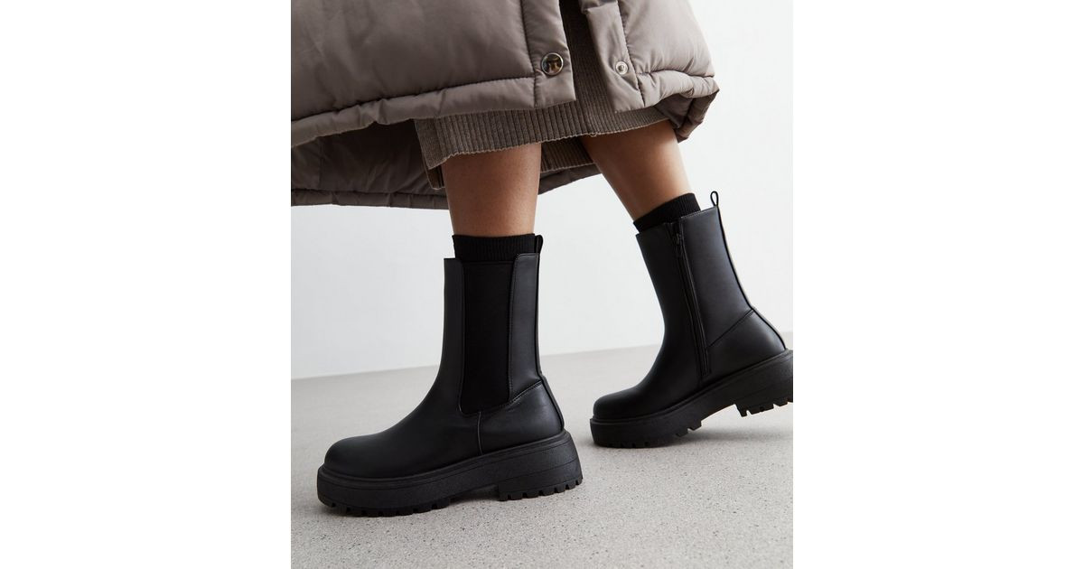 Black Leather-Look High Ankle Chelsea Boots
						
						Add to Saved Items
						Remove from Sav... | New Look (UK)