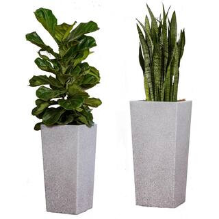 XBRAND 29 in. Tall and 24 in. Tall Grey Modern Nested Square Flower Concrete Pot Planter (Set of ... | The Home Depot