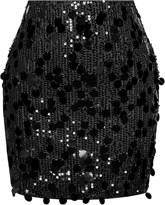 Kate Kasin Women Sequin Mini Skirt Sparkly Pencil Skirt Stretchy Glitter Skirt High Waisted 2024 | Amazon (US)