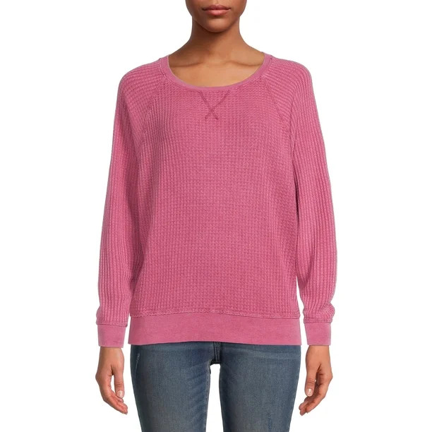 Time and Tru Women's Waffle Knit Pullover | Walmart (US)