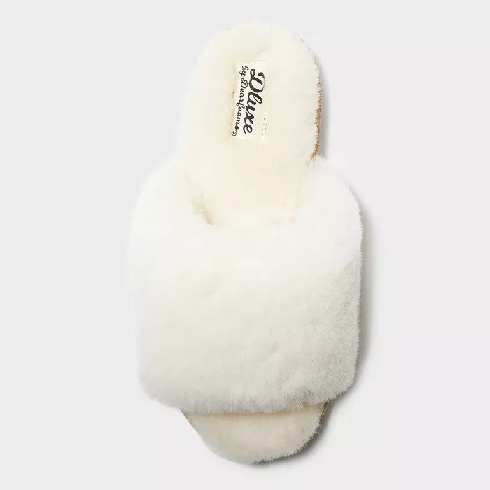 Women's dluxe by dearfoams Sutton Genuine Shearling Slide Slippers | Target