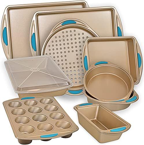 PERLLI Nonstick Bakeware Set Baking Pan Set, 10 Piece Heavy Duty Professional Kitchen Baking Pans Co | Amazon (US)