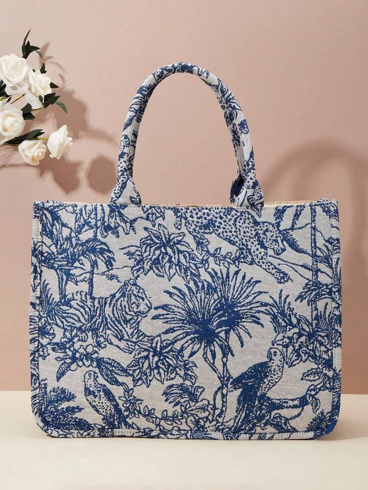 New Spring Collection Jacquard Embroidery Large Capacity Handbag Shoulder Bag (Random Pattern) | ... | SHEIN