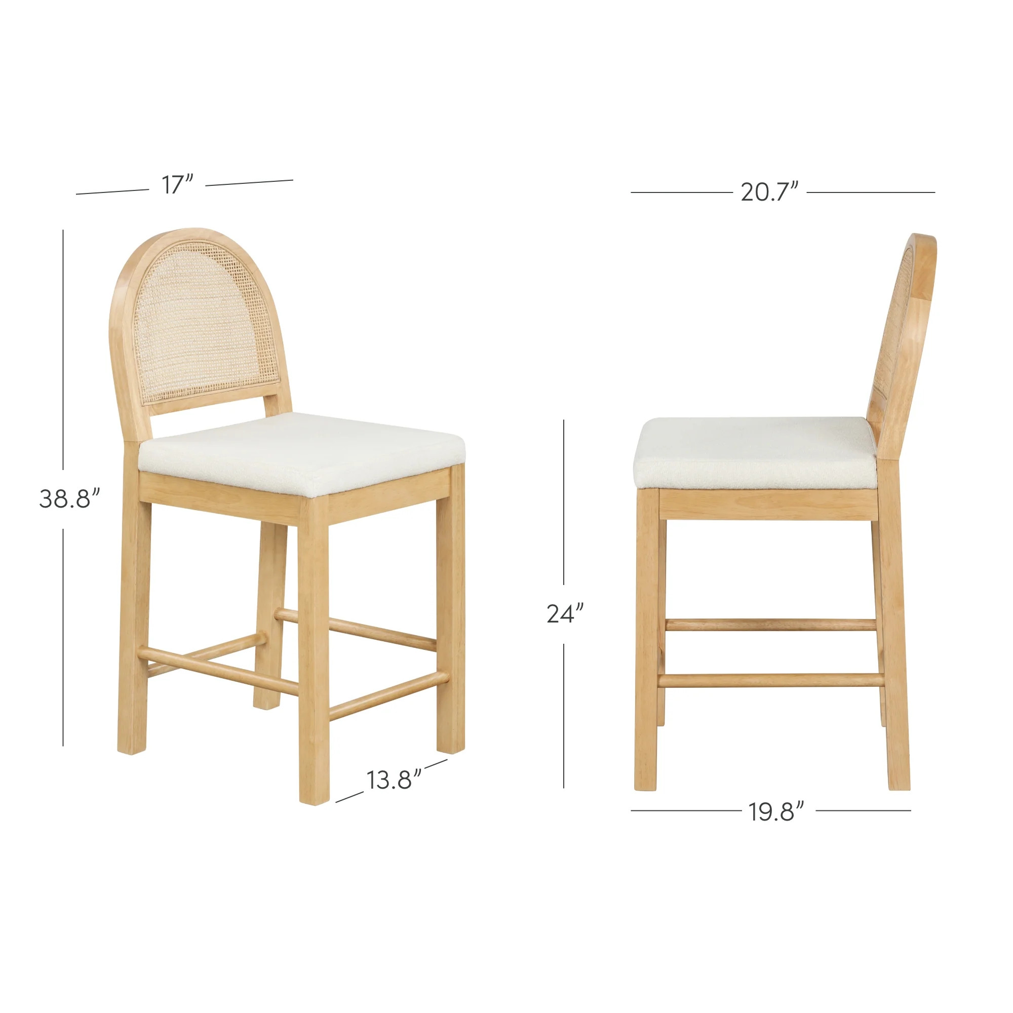 Set of 4 Boucle Rattan Counter Bar Stools | Nathan James