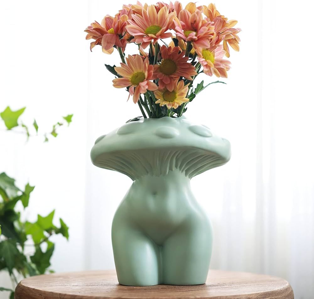 GUGUGO Mushroom Female Body Vase for Decor,Quirky Unique Cute and Funny Boho Decor for Home and B... | Amazon (US)