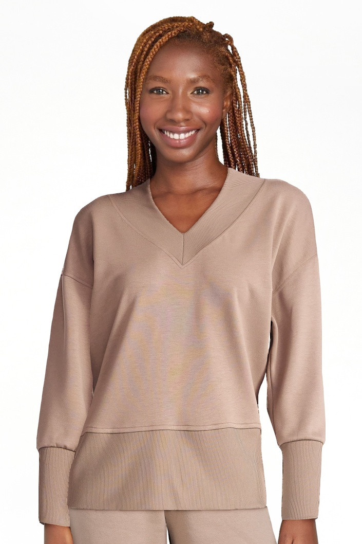 Scoop Women's and Women's Plus New Scubaknit V Neck Sweatshirt, Sizes XS-4X | Walmart (US)