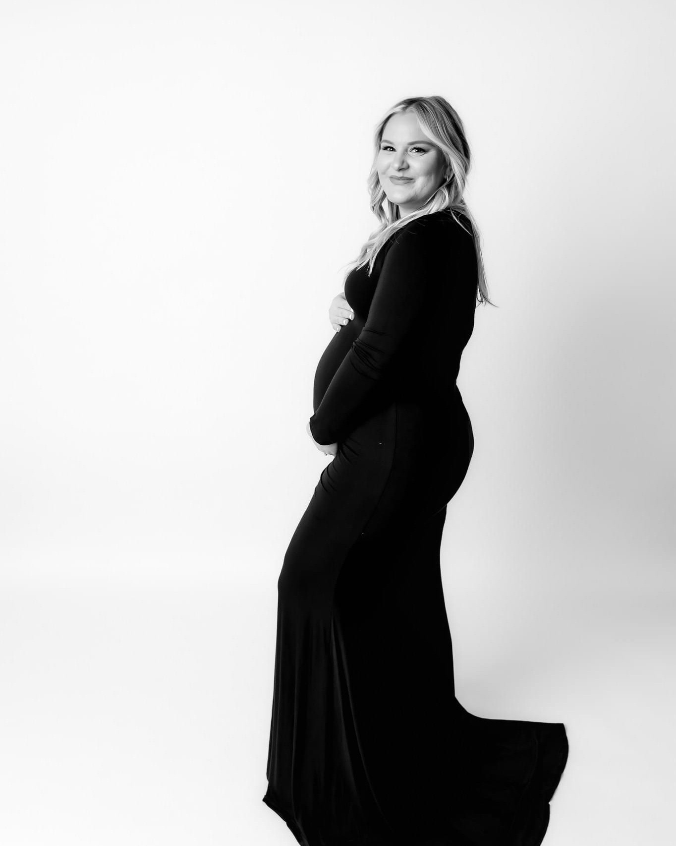 Perfect black dress for maternity photos. I wore a size large. 

Bra: 38C
Shapewear: Large 

#LTKMidsize #LTKBaby #LTKBump