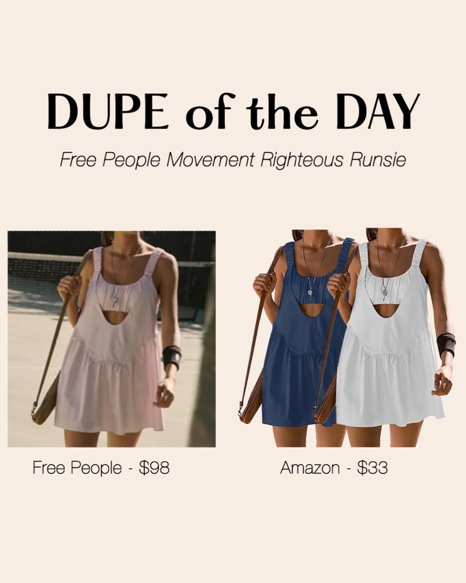 Dupes of the day are back!! I’ve got a lot of Free People Movement dupes coming. This is the cutest lil tennis dress 👗 

#LTKunder50 #LTKFind #LTKFitness