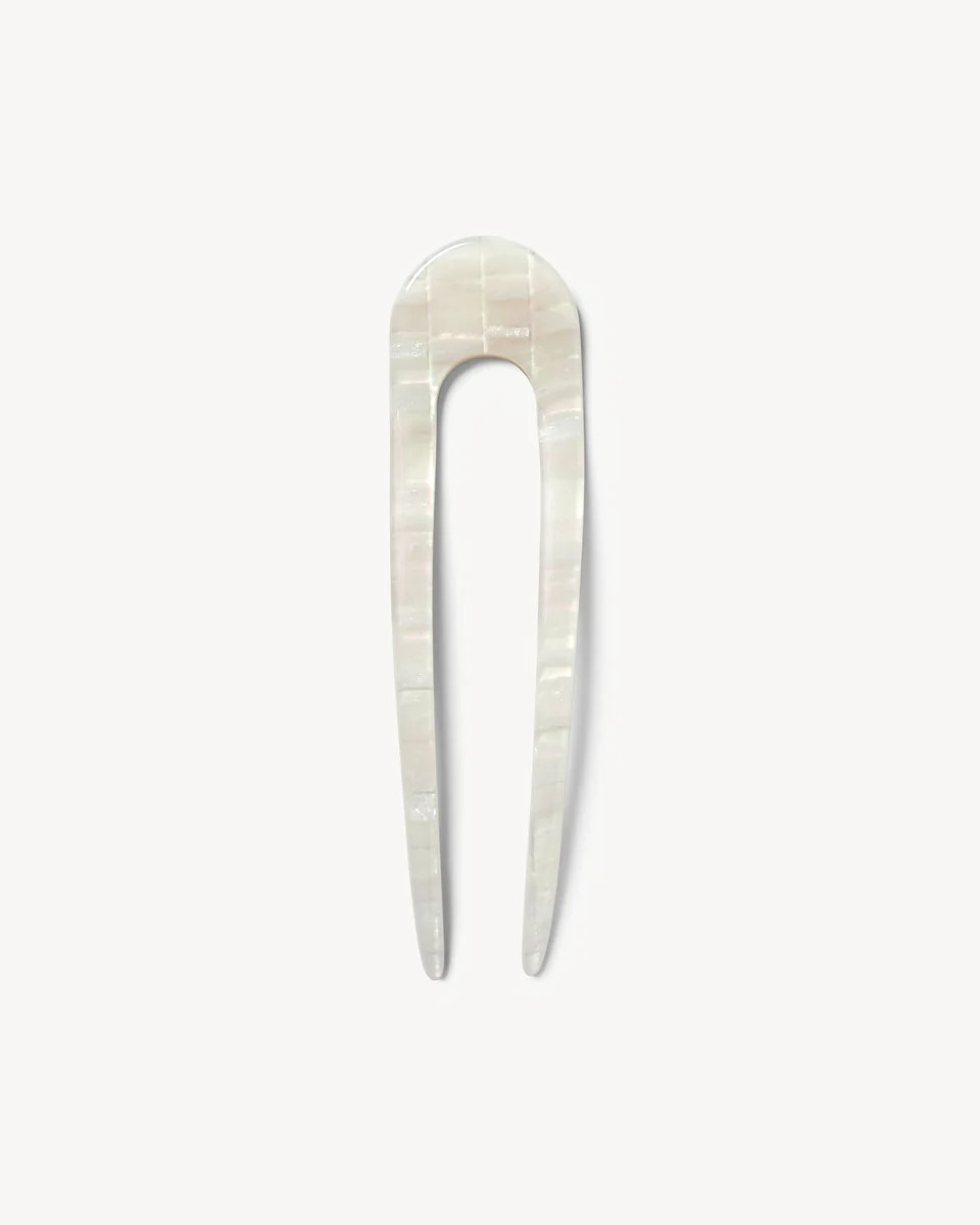 French Hair Pin in Opalite Shell Checker | Machete