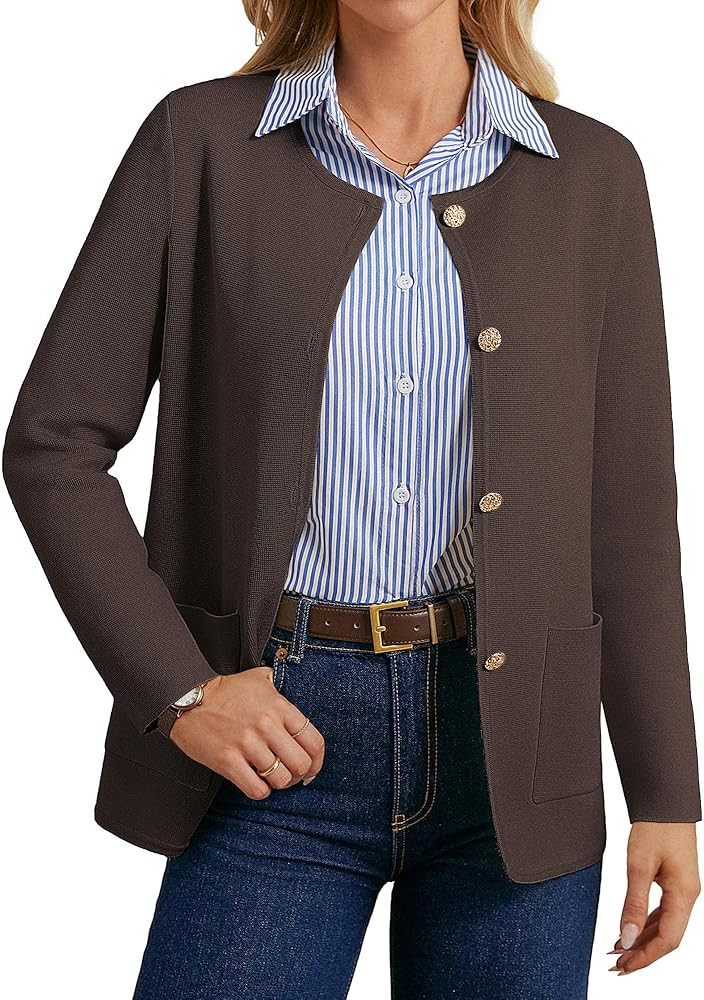 GRACE KARIN Sweater Blazers for Women 2025 Casual Button up Cardigan Sweater Open Front Knit Blaz... | Amazon (US)