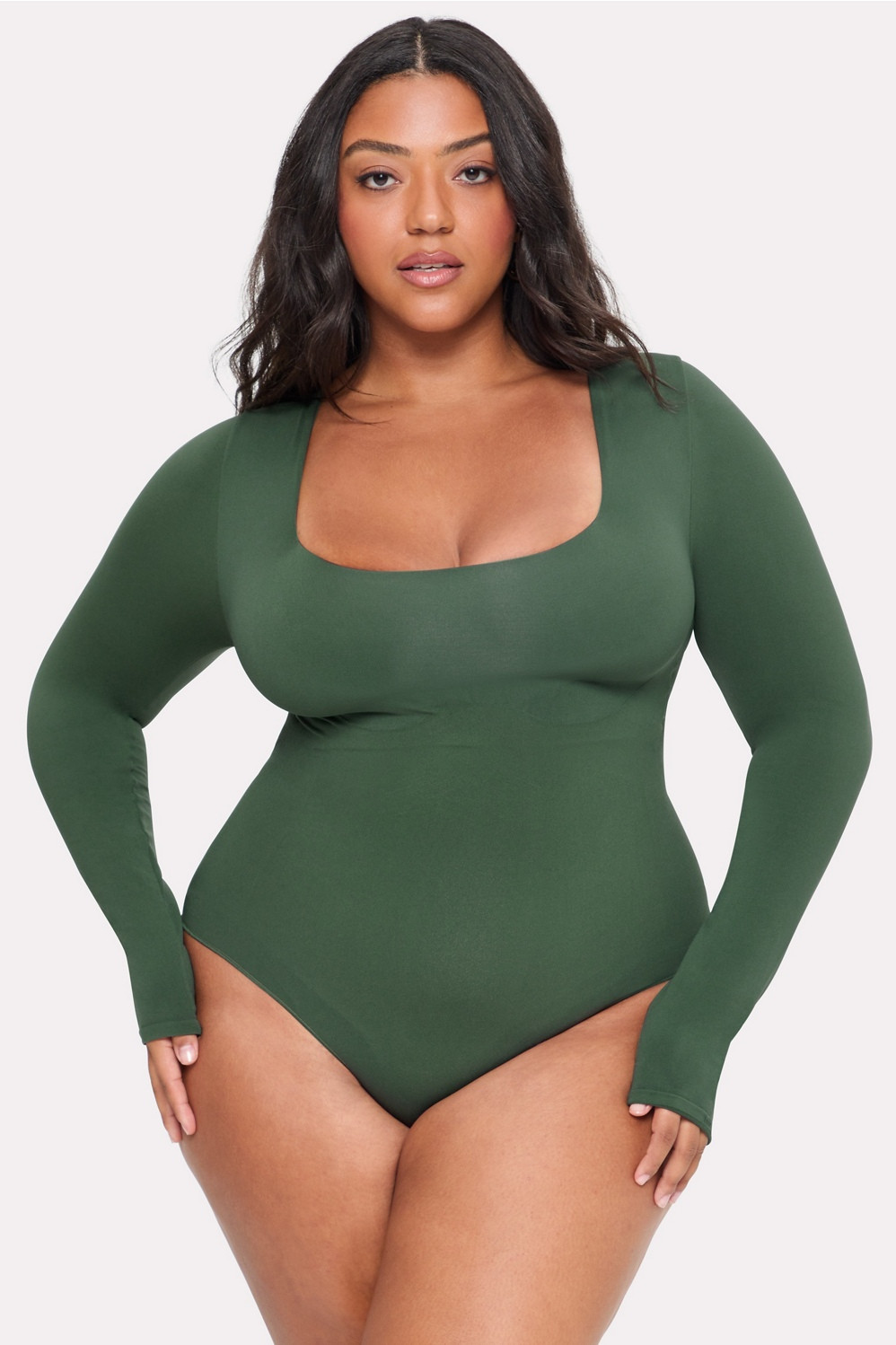 Nearly Naked Shapewear Square Neck Long Sleeve Bodysuit | Fabletics