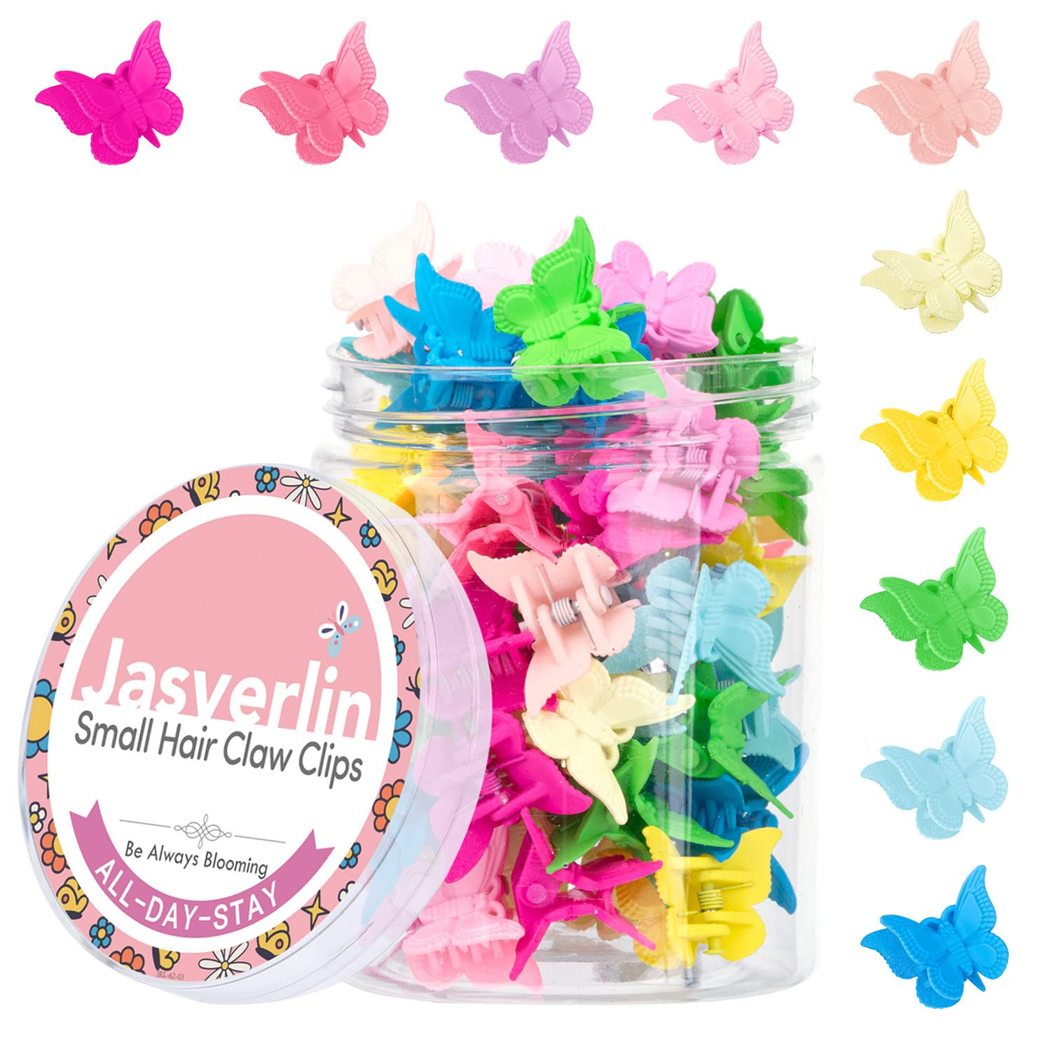 Amazon.com : JASVERLIN Butterfly Hair Clips, Assorted Color Plastic Mini Cute Hair Clip for 90s Girls Women Kids Butterflies Y2K Festival Accessories 50pcs 10 Colors with Organizer (Solid) : Beauty & Personal Care | Amazon (US)