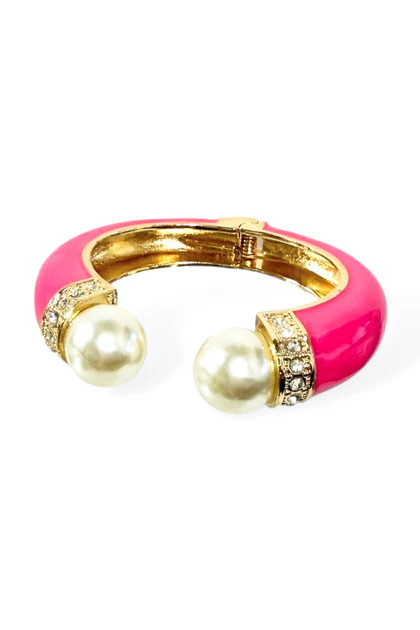 Elaine Fuchsia Pearl Hinge Cuff Bracelet | The Willow Tree