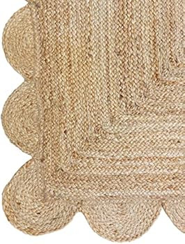 Scalloped Natural Jute Area Rug, Natural Color (2'6"X12') | Amazon (US)