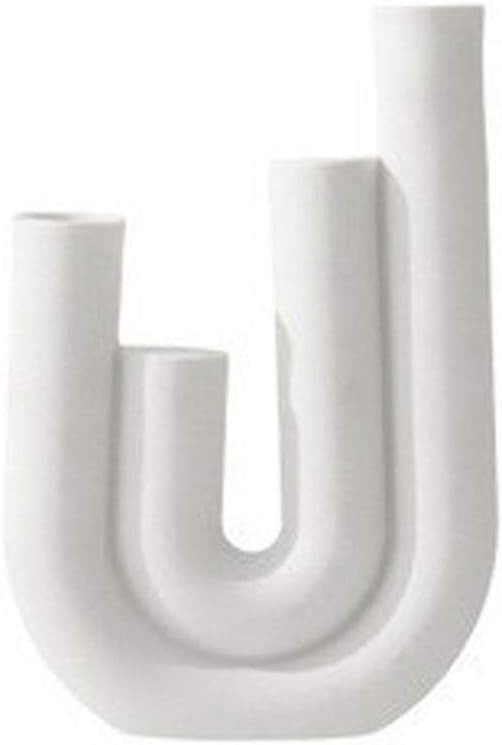 HAOZHAO Nordic Style White Ceramic Candlestick Pipe U Shape Candle Holders Modern Candle Stand Ho... | Amazon (US)