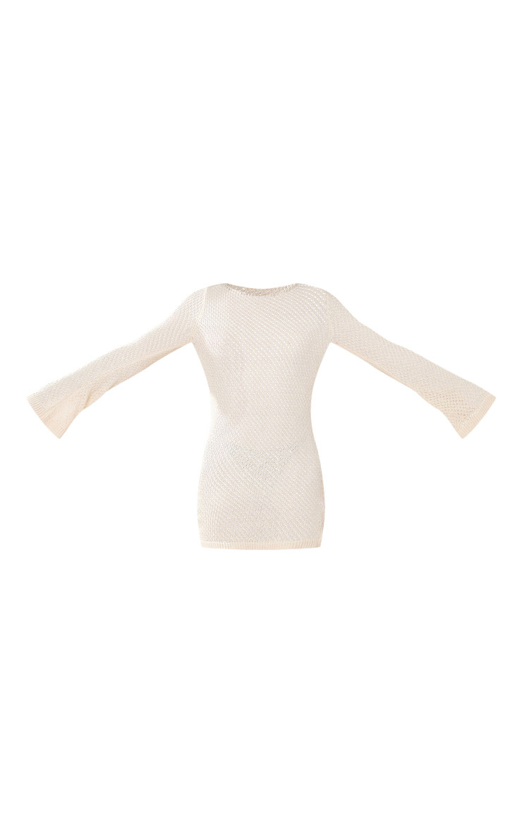 Tall Cream Long Sleeve Knitted Mini Dress | PrettyLittleThing US