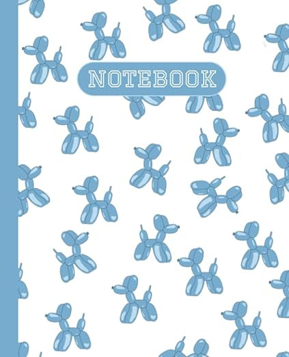 Preppy Notebook: Blue Balloon Dog Print Journal - Wide Ruled Composition Paper | Vibey Pastel Blu... | Amazon (US)