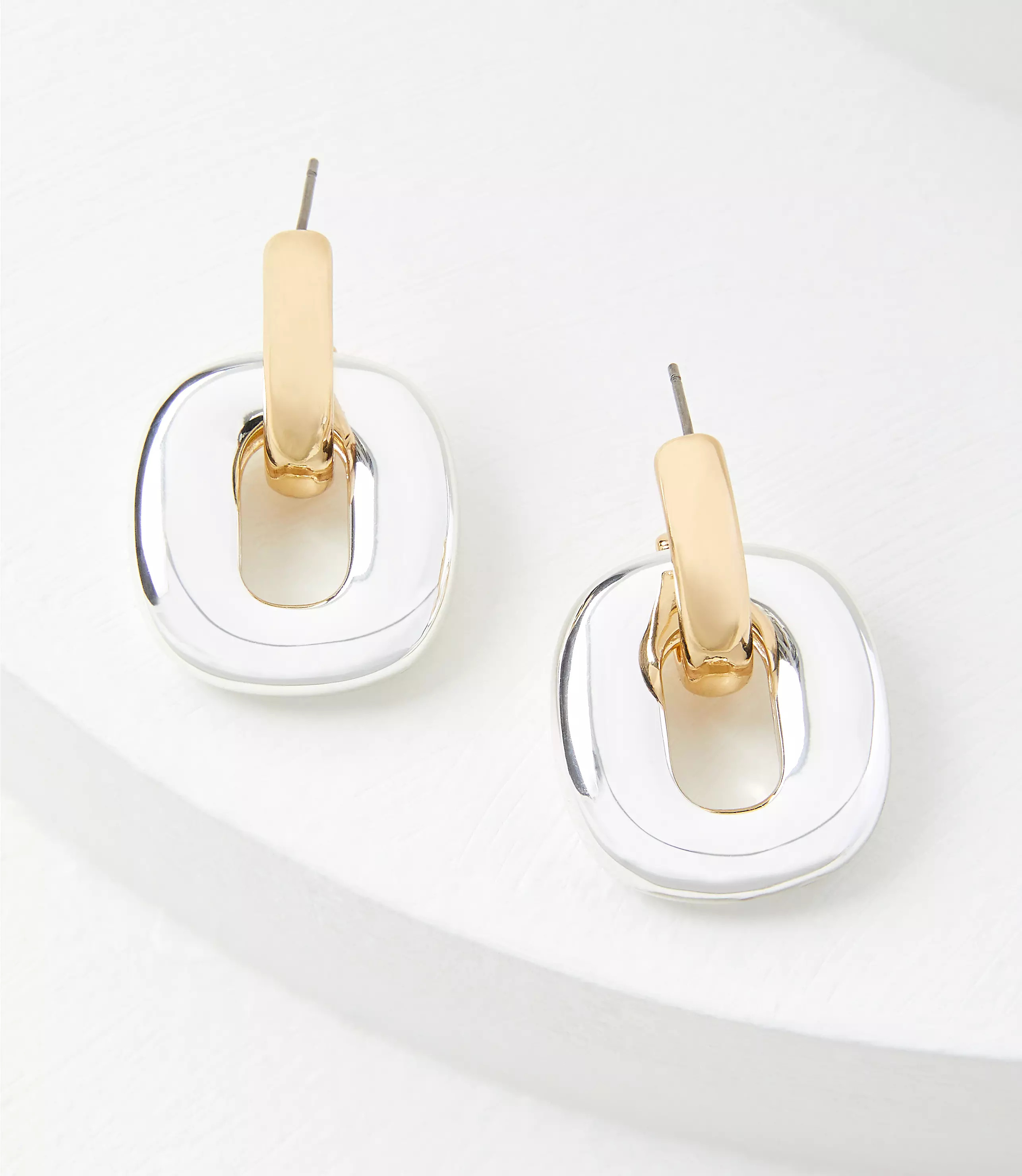 Mixed Metal Square Drop Earrings | LOFT