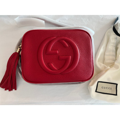 Gucci Soho 308364 Red Camera Gold Chain GG Logo Leather Shoulder Bag Italy NEW | eBay US