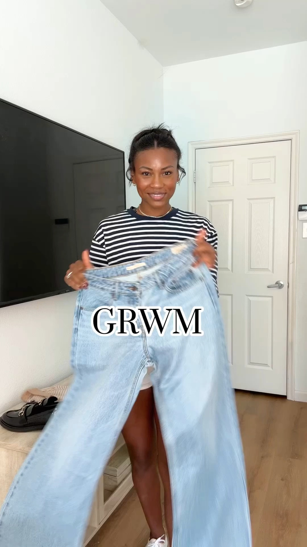 GRWM
Top: medium
Jeans: 29 size for a looser fit 
Shoes: regular size 

#LTKStyleTip #LTKVideo #LTKFindsUnder50