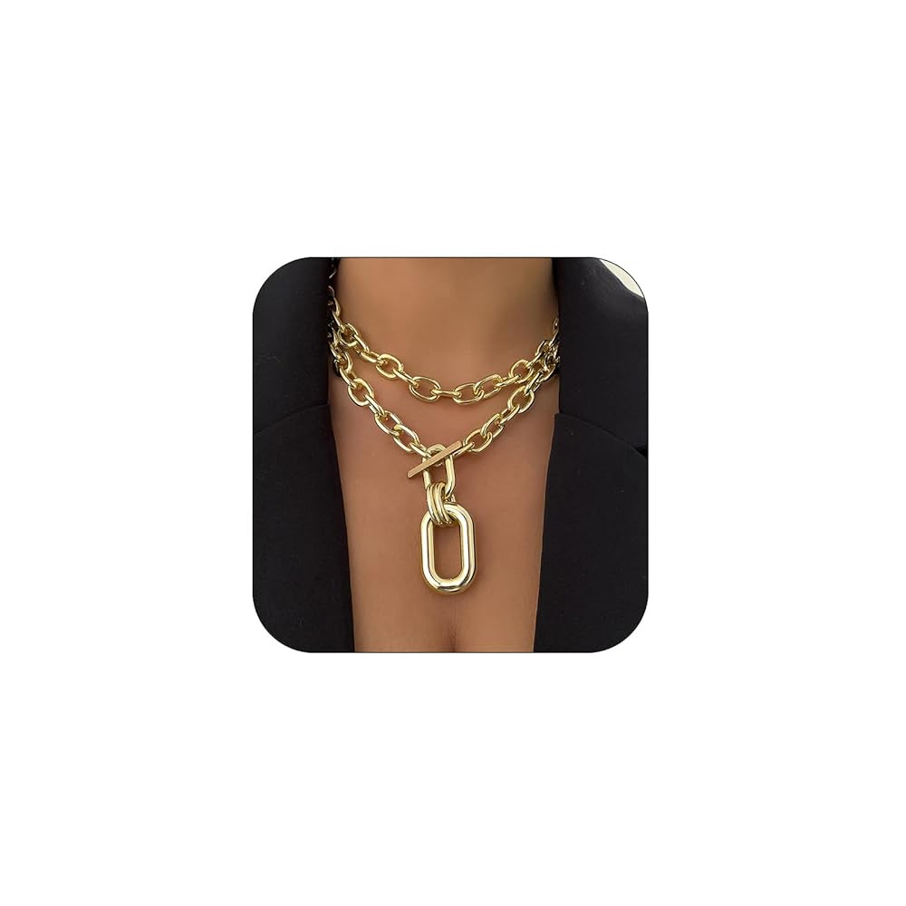 CSIYANJRY99 Chunky Gold Necklaces for Women,Multilayer Punk 80s Hip Hop Necklace,Layered Cuban Li... | Amazon (US)