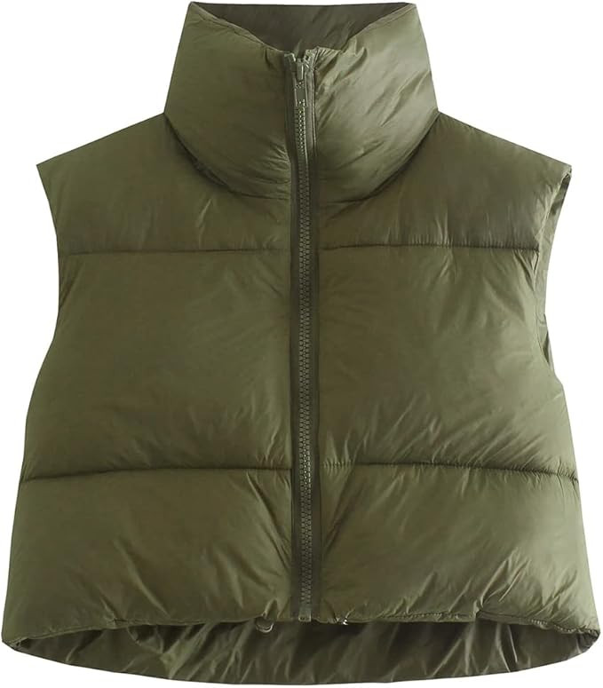 KEOMUD Women's Winter Crop Vest Lightweight Sleeveless Warm Outerwear Puffer Vest Padded Gilet | Amazon (US)