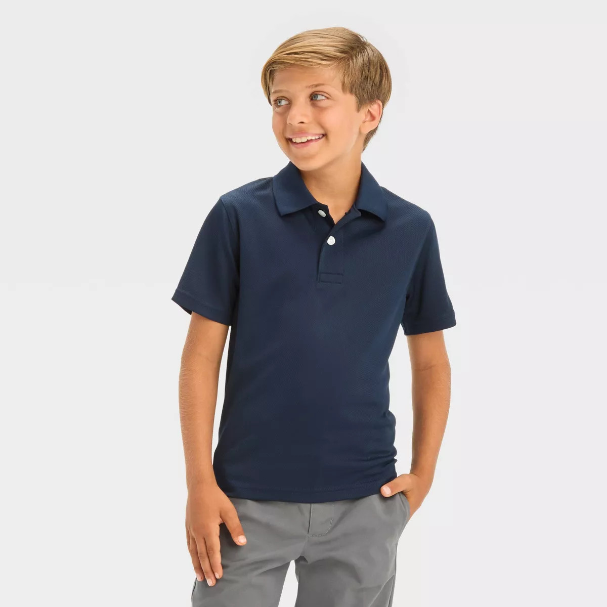 Boys' Short Sleeve Performance Uniform Polo Shirt - Cat & Jack™ Navy Blue L: School Uniform, Co... | Target