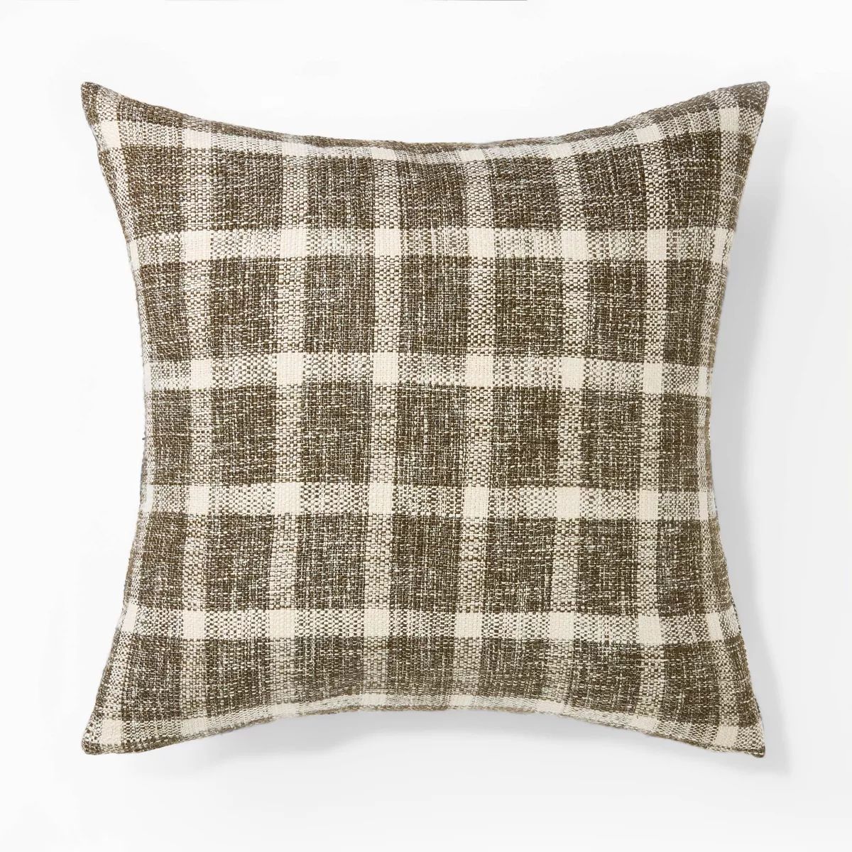 Woven Plaid Square Throw Pillow with Faux Leather Zipper - Threshold™ designed with Studio McGe... | Target